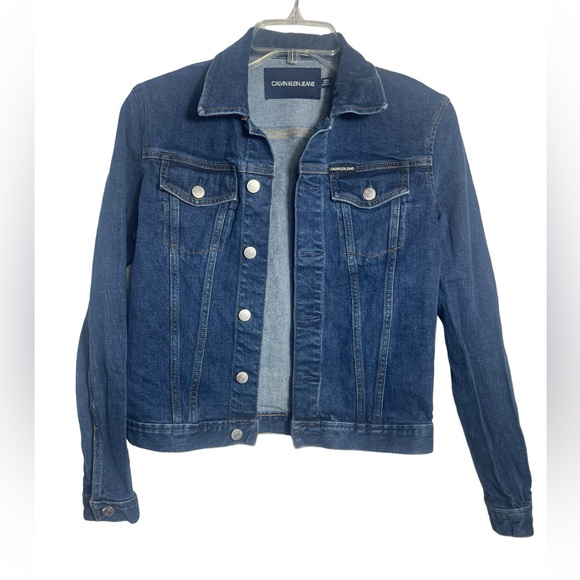 Calvin Klein jacket size small denim blue‎ jean jacket BEAUTIFUL 💙💙 - Picture 1 of 7